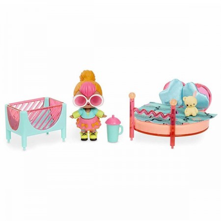 Set de joaca LOL Surprise Furniture Dormitor cu papusa Neon Q.T. Seria 1
