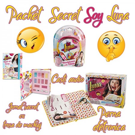 Pachet Secret Soy Luna - Perna Electronica, Casti cu sclipici si Jurnal cu trusa de machiaj Soy Luna