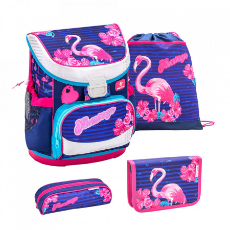 Ghiozdan scoala echipat Belmil Mini Fit - Flamingo