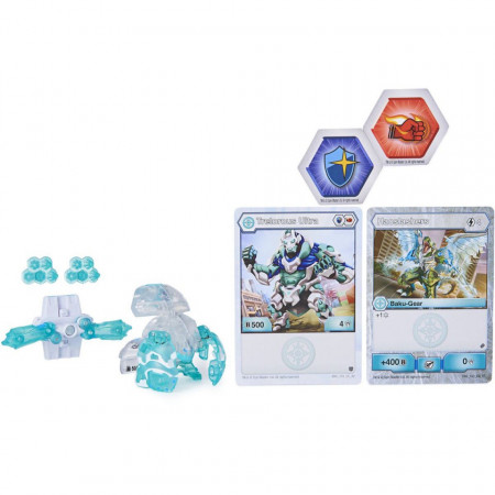 Set Bakugan Armored Alliance Baku-Gear figurina Tretorous Ultra alb