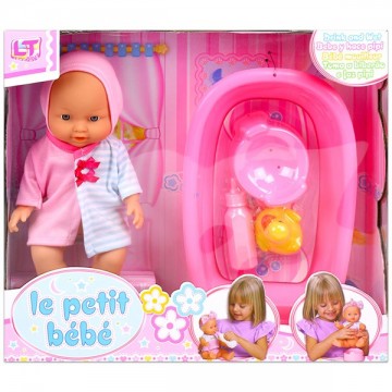 Set Papusa Bebelus care face pipi Loko cu accesorii de baie 32cm