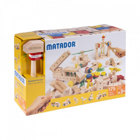 Set de constructie din lemn 175 piese Matador