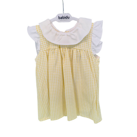 Set rochita si pantalonasi galbeni Babidu