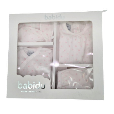 Set nou nascut 5 piese alb cu stelute Babidu