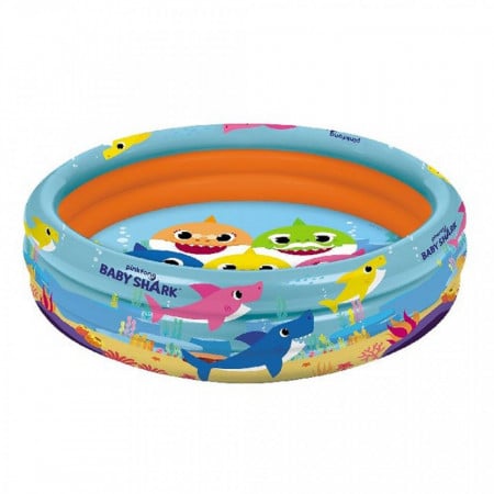 Piscina gonflabila cu 3 inele Baby Shark 100 cm