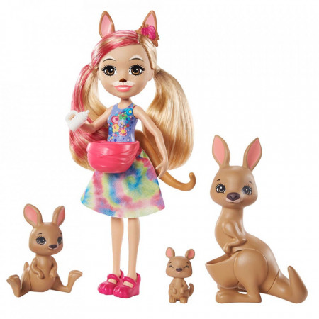 Set de joaca papusa Kamilla Kangaroo si cangurii Tote, Joey si Satchel Enchantimals