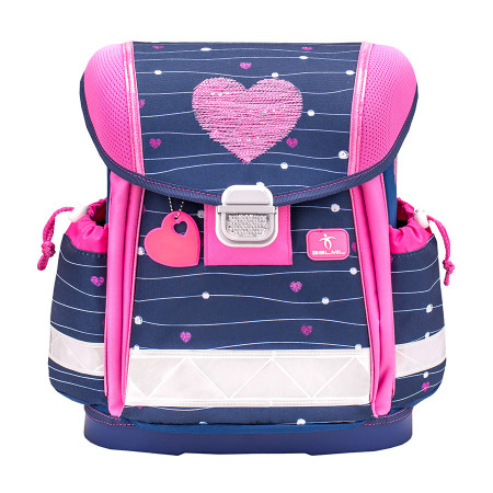 Ghiozdan scoala echipat Belmil Classy - Inimioare roz