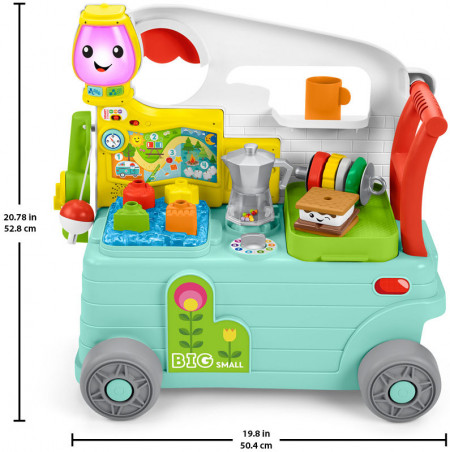 Premergator cu centru de activitati Fisher-Price 3 in 1 On the Go Camper