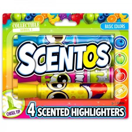 Set 4 markere evidentiatoare parfumate Scentos