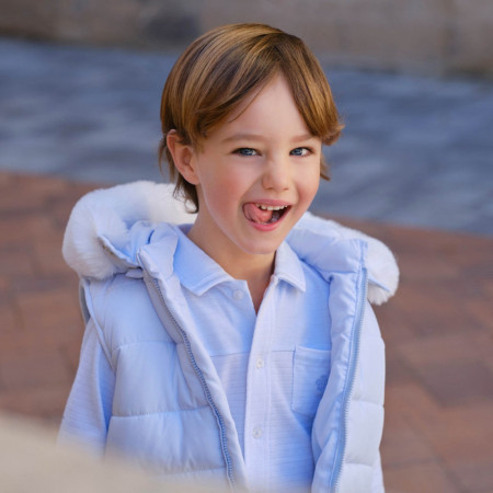 Vesta iarna bleu cu gluga si blana Tutto Piccolo