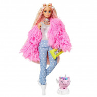 Barbie Extra - Papusa blonda cu haina roz si accesorii