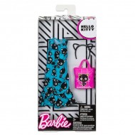 Haine Barbie Hello Kitty rochie albastra cu imprimeu si accesorii
