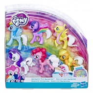 Set 6 figurine ponei cu coada curcubeu My Little Pony