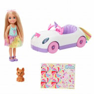 Set de joaca Barbie Club - Papusa Chelsea si Masinuta Unicorn