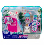 Set de joaca Cabana ursuletilor cu figurine Pawbry Polar Bear si animalute matrioska Enchantimals Secret Besties