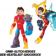 Figurina articulata Ben 10 Omni-Glitch Ben-Heatblast-Shock Rock