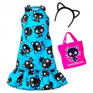 Haine Barbie Hello Kitty rochie albastra cu imprimeu si accesorii