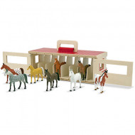 Set de joaca cu 8 figurine cai si grajd transportabil Melissa & Doug