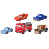 Set 5 masinute Disney Cars - Fulger McQueen, Bucsa, Sally, Doc Hudson si Red