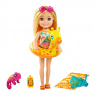 Papusica Barbie Chelsea Lost Birthday cu accesorii de plaja