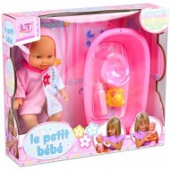 Set Papusa Bebelus care face pipi Loko cu accesorii de baie 32cm