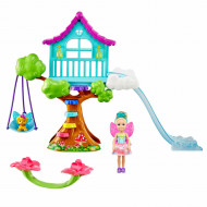 Papusica Barbie Dreamtopia si Casuta din copac cu leagan