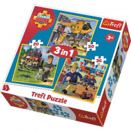 Puzzle Pompierul Sam 3 in 1 - 20, 36 si 50 piese