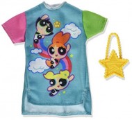 Set haine Barbie - Rochie albastra cu model Powerpuff Girls