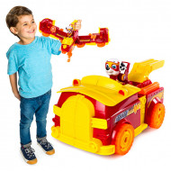 Set Marshall si Masina de Pompieri transformabila in avion Paw Patrol Mighty Pups Patrula Catelusilor