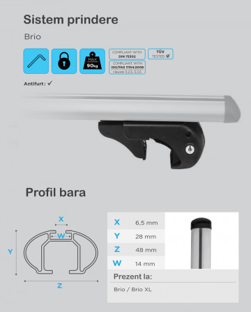 Set bare portbagaj transversale dedicate Dacia Logan MCV I fabricatie 2006-2012