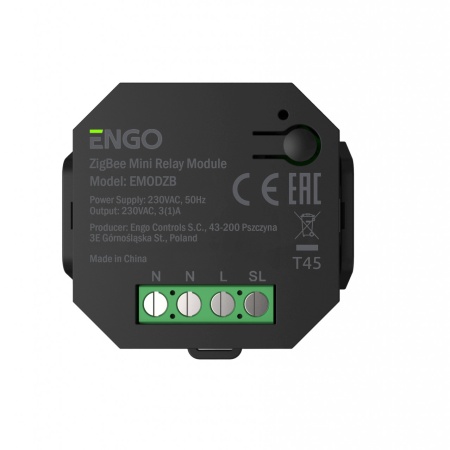 Mini modul de releu ENGO ZigBee cu caracteristică repetitor, ieșire 230V
