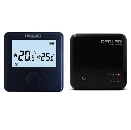 Termostat de camera Regler RG-310B-RF neprogramabil, baterie, fara fir, negru