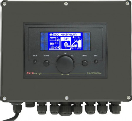 Controler centrala peleti KEY RK2006 SPGM+MZK, control pompa IC, pompa ACM, vana, ventilator, snec + 2 circuite de incalzire cu 2 termostate