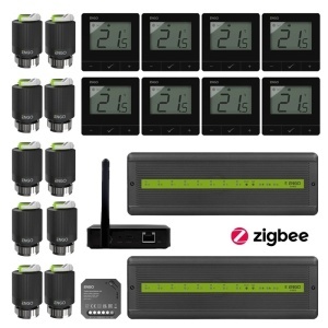 Pachet automatizare incalzire prin pardoseala ENGO zigbee, suprafata 100 m2, control de la distanta