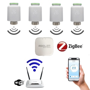 Kit radiatoare ZIGBEE cu 4 termostate Regler RG-TRV-ZB