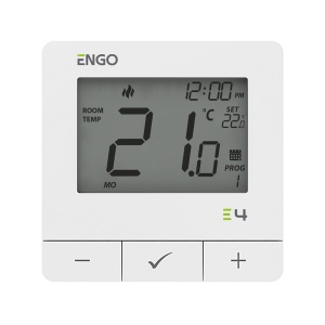 Termostat pentru incalzire si racire Engo E4, alb, cu fir, 230V, pentru pompe de caldura