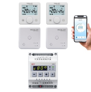 Pachet automatizare 2 zone de incalzire, 2 termostate smart wifi, REGLER