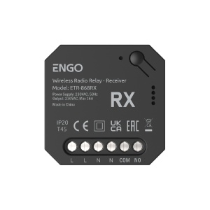 Releu receptor wireless Engo ETR 868 RX, 16A, NO/COM, RF 868Mhz - 230V