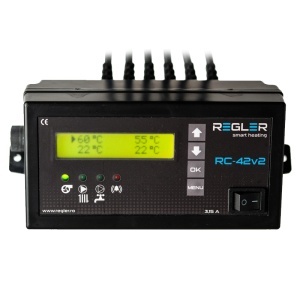 Controler centrala pe lemne REGLER RC 42v2 PID, comanda pompa IC, ACM si ventilator, optional termostat de ambient si senzor gaze arse