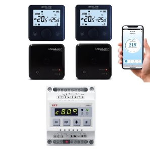Pachet automatizare 2 zone de incalzire, 2 termostate pentru 2 pompe, conexiune wifi, negru REGLER
