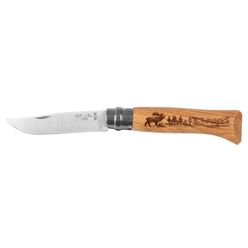 Opinel knife 8 inox oak Animal series - deer
