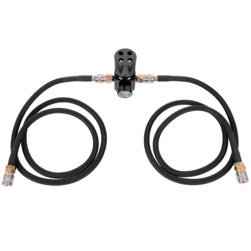 PowAir V1 DUAL Airsoft HPA Regulator with hose system (0-230 PSI) with 2 hoses