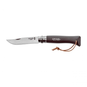 Opinel Colorama 08 inox grab brown knife with thong