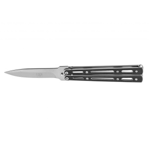 Joker JKR200 butterfly knife silver and black - Img 3