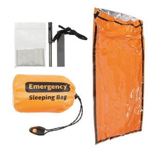 Fox Outdoor - Emergency Thermal Sleeping Bag with Flint - Orange