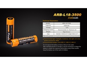 Fenix ARB-L18 rechargeable battery (18650 3500 mAh 3.6V) - Img 2