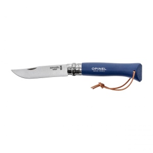Opinel Colorama 08 inox grab blue knife with case