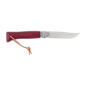 Opinel Colorama 08 inox grab maroon knife with thong - Img 2