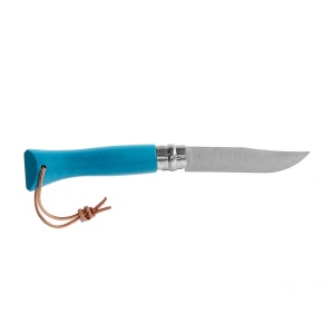 Opinel Colorama 06 inox turquoise knife with thong - Img 2
