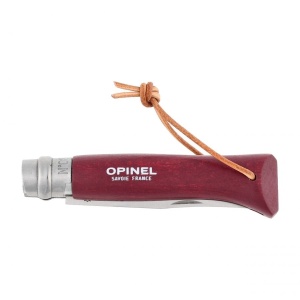 Opinel Colorama 08 inox grab maroon knife with thong - Img 4